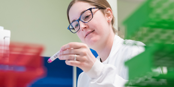 Associate Practitioner Hayley French at the Leslie Brent Laboratory.